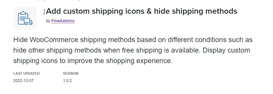 Add custom shipping icons & hide shipping methods