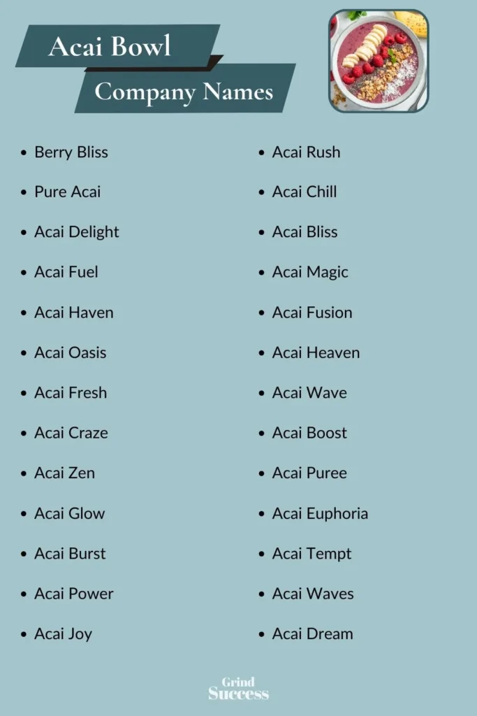 Acai Bowl company name list