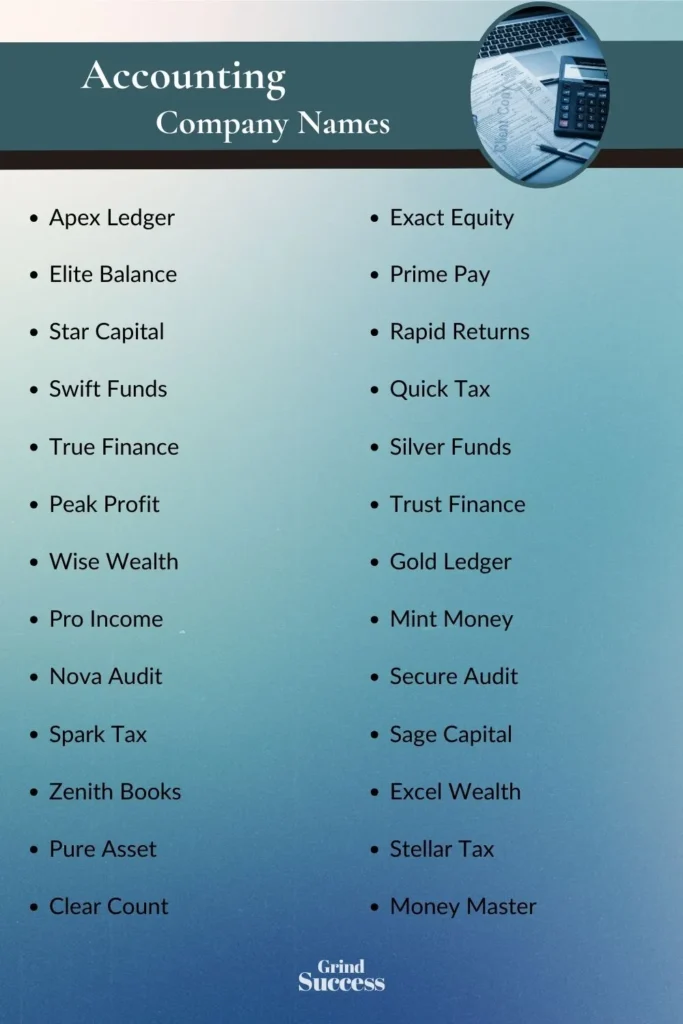 Accounting Company Name Ideas List