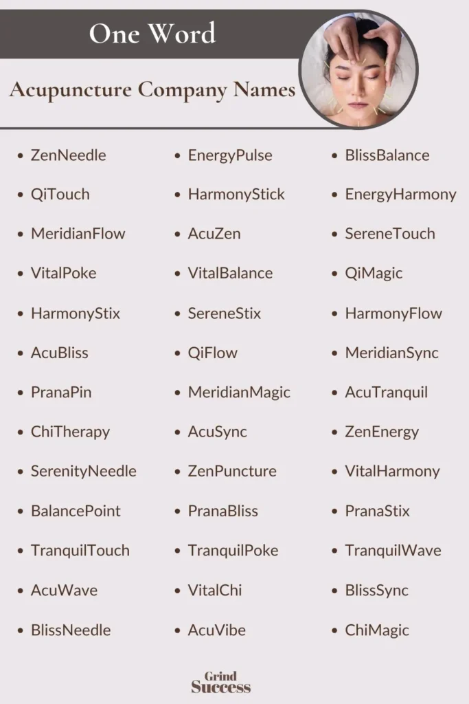 Acupuncture Company Name Ideas List