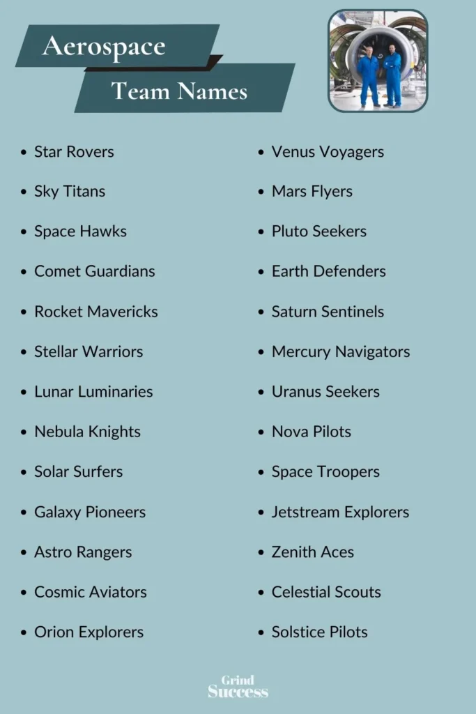 Aerospace Team Name Ideas List