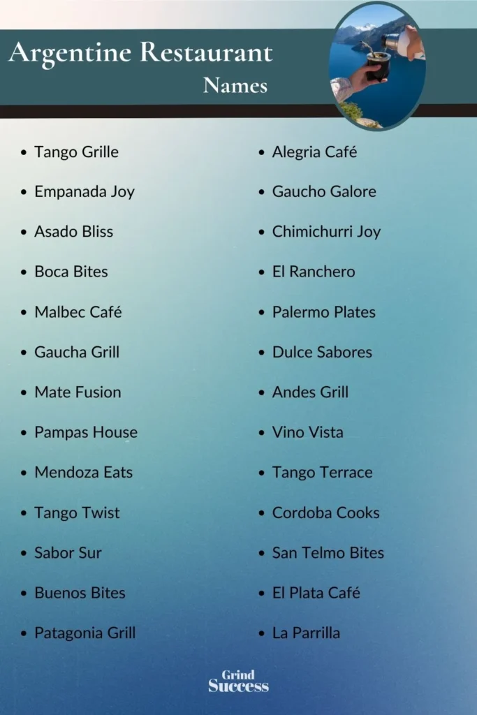 Argentine restaurant name list