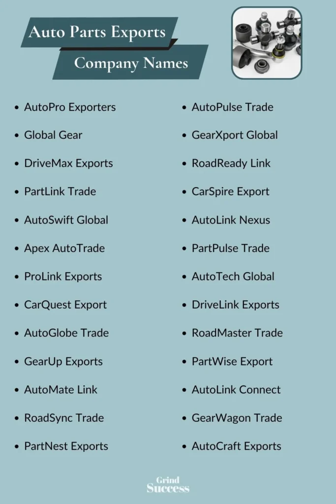 Auto Parts Exports company name list