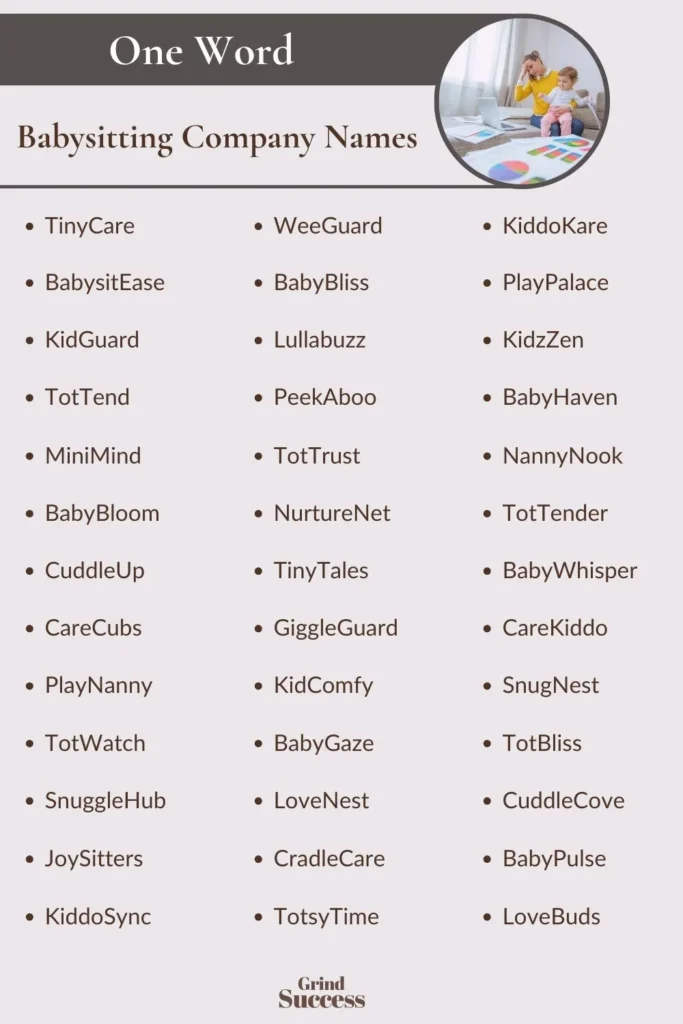 Babysitting Company Name Ideas List