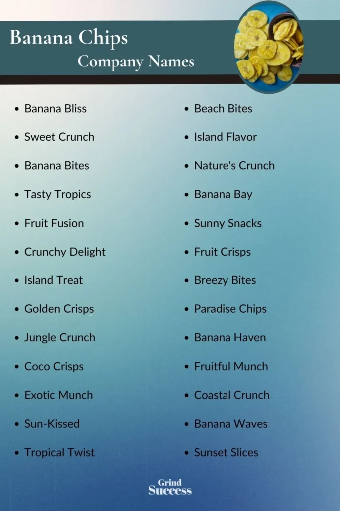 Banana Chips company name list