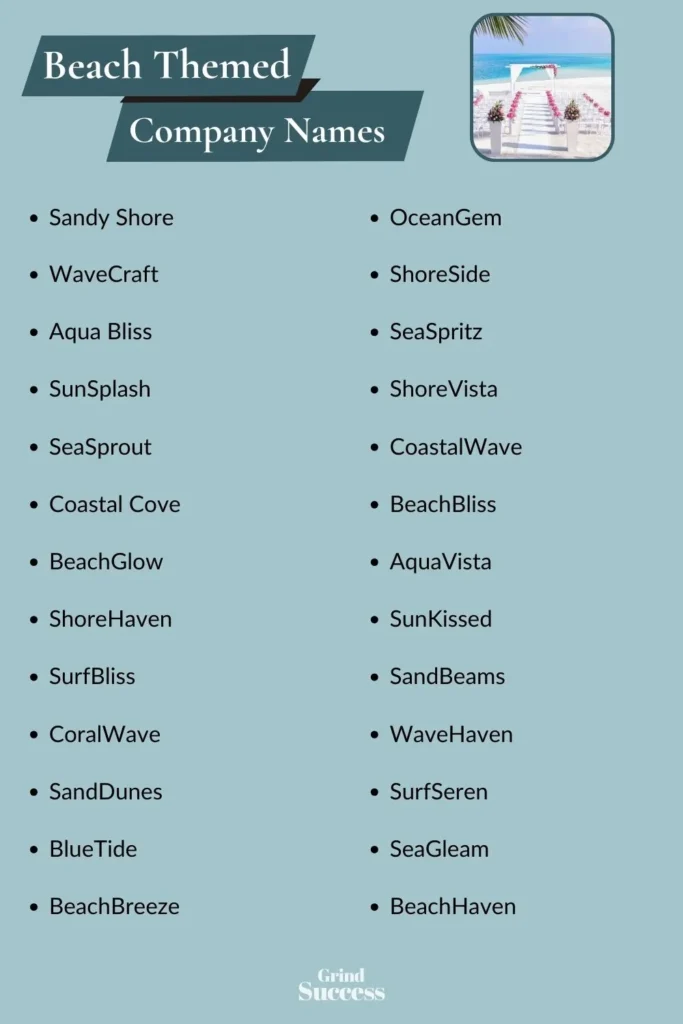 Beach Themed company name list