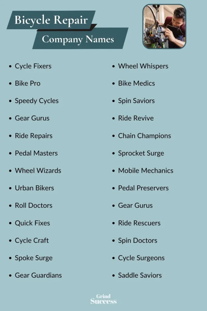 Bicycle Repair company name list