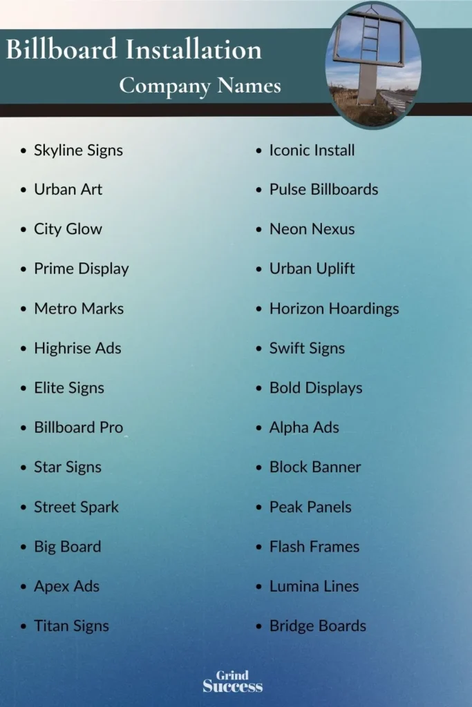 Billboard Installation company name list