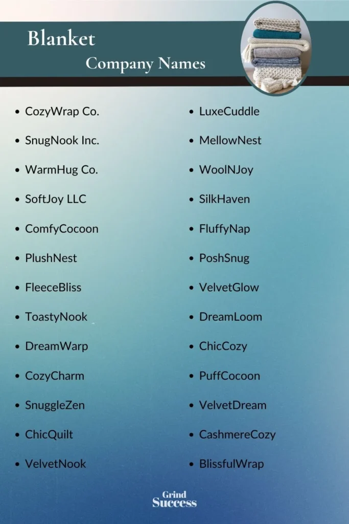 Blanket Company Name Ideas List