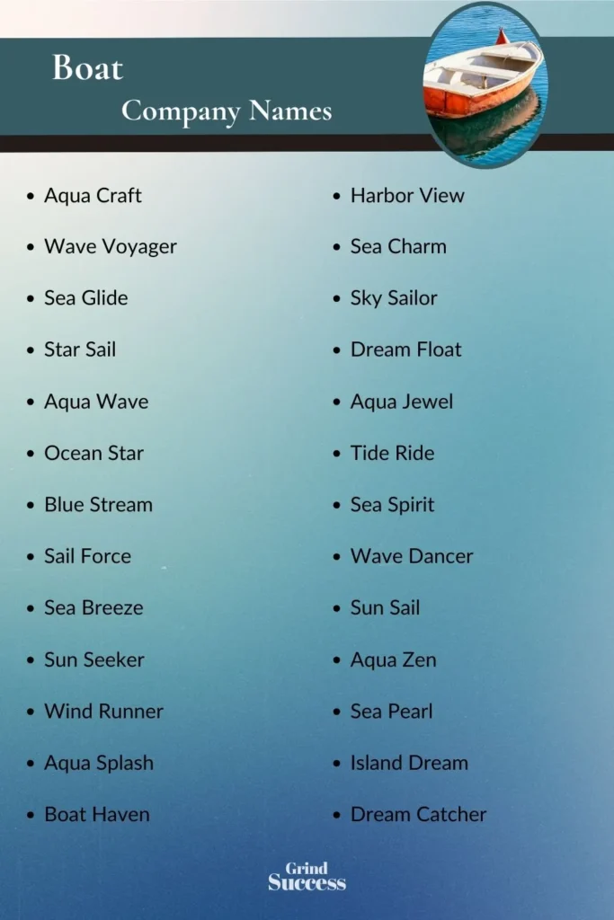 Boat Company Name Ideas List