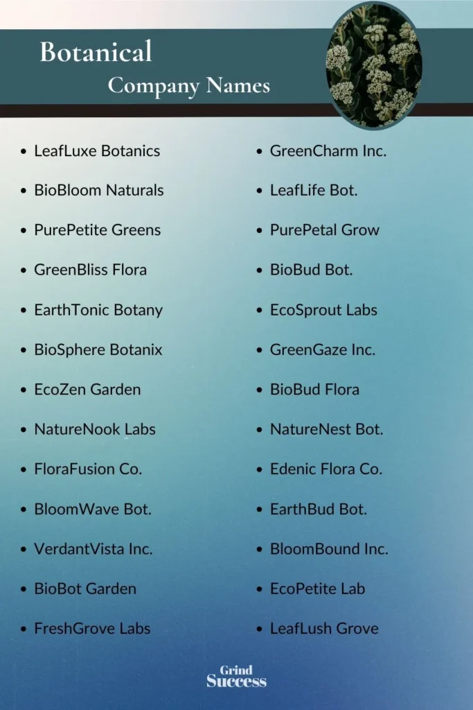 Botanical Company Name Ideas List