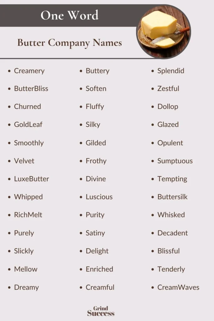 Butter Company Name Ideas List