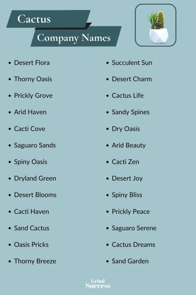 Cactus Company Name Ideas List