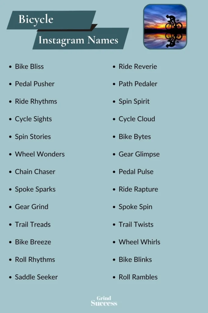 Catchy bicycle instagram name ideas