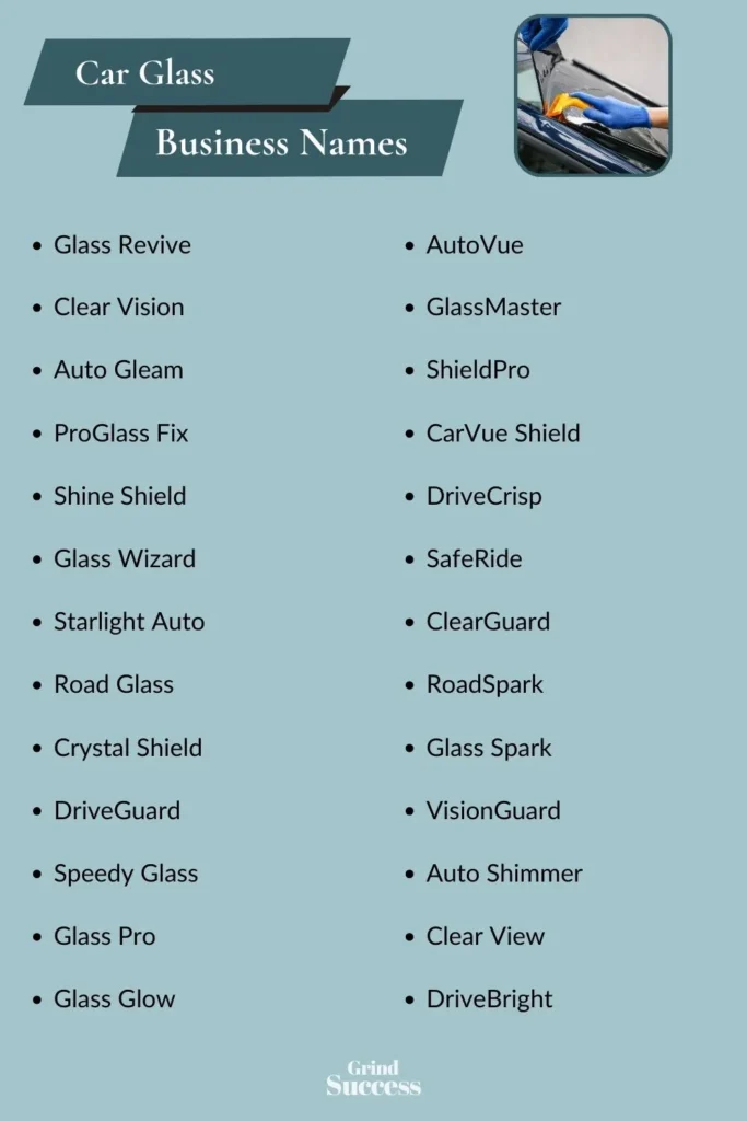 Catchy car glass business name ideas