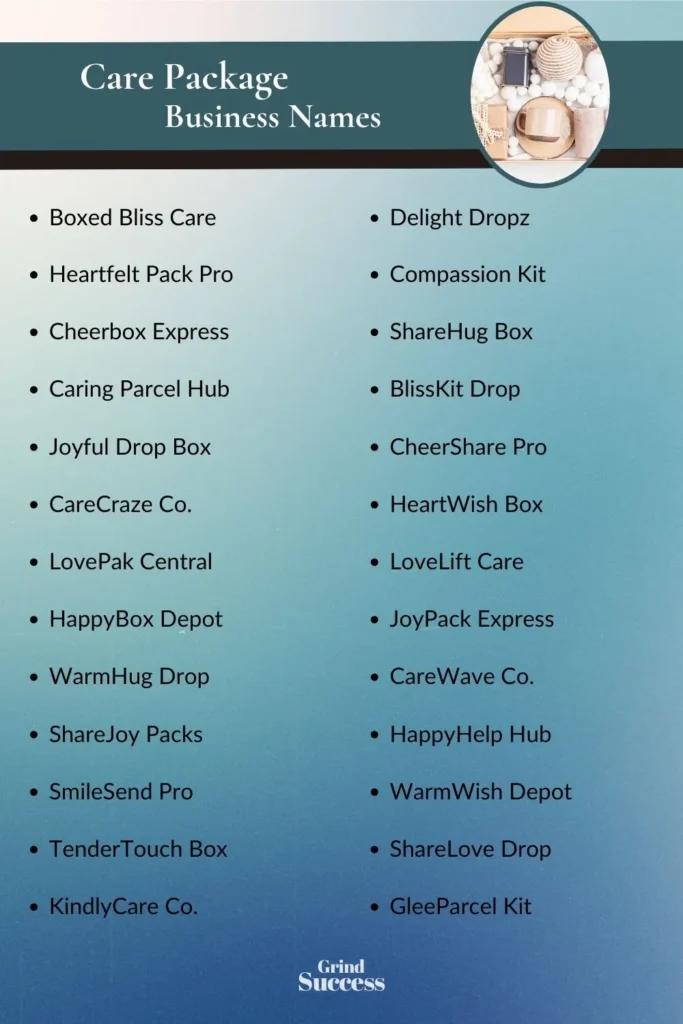 Catchy care package business name ideas