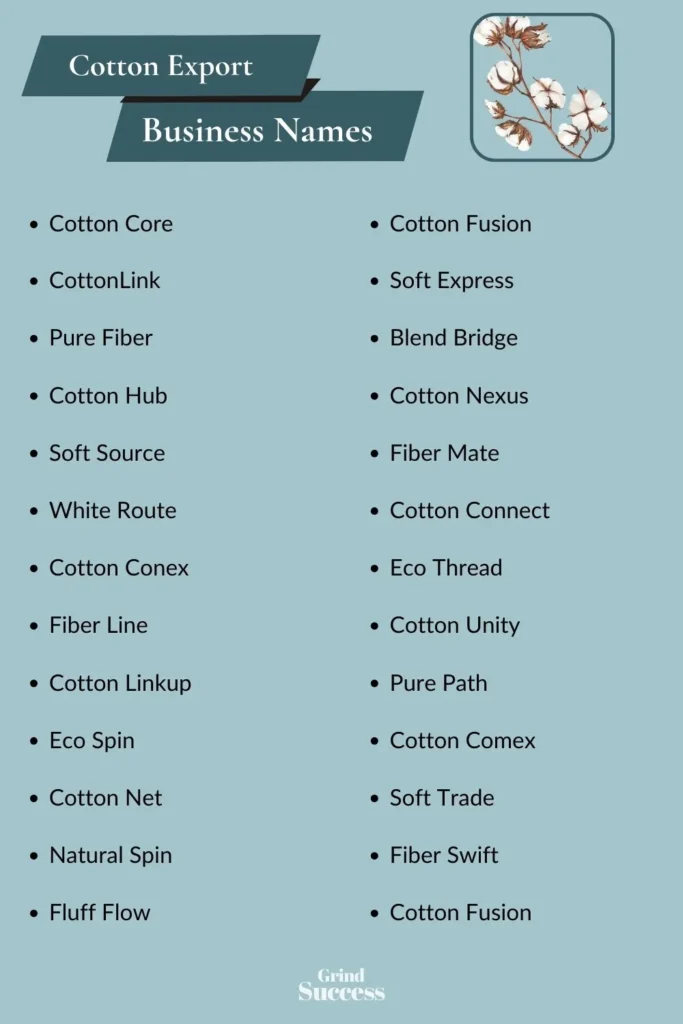 Catchy cotton export business name ideas