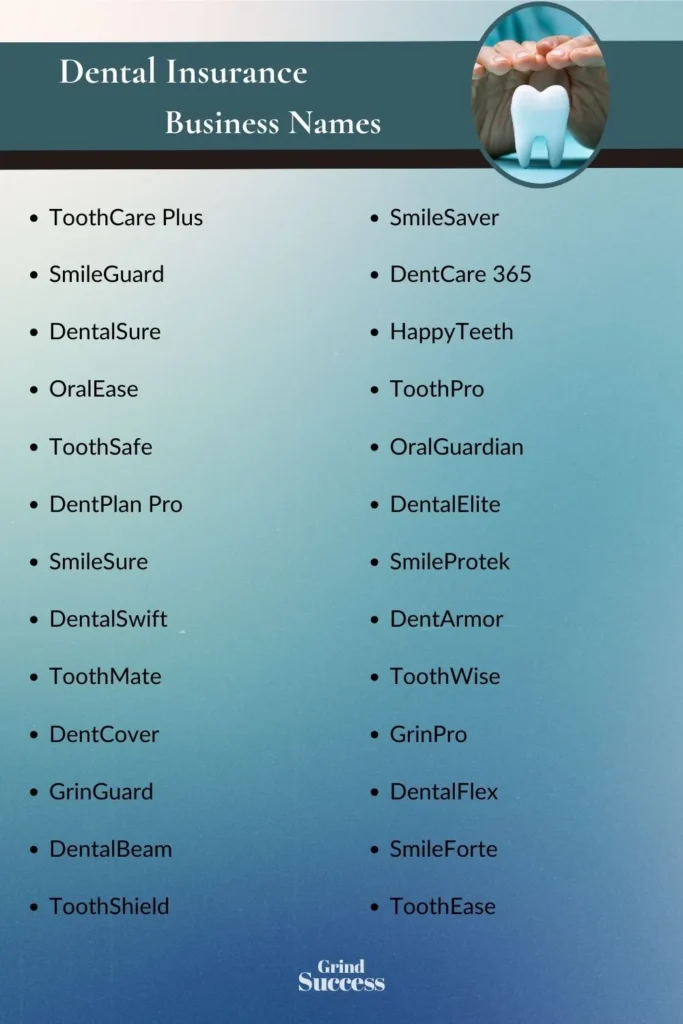 Catchy dental insurance business name ideas 