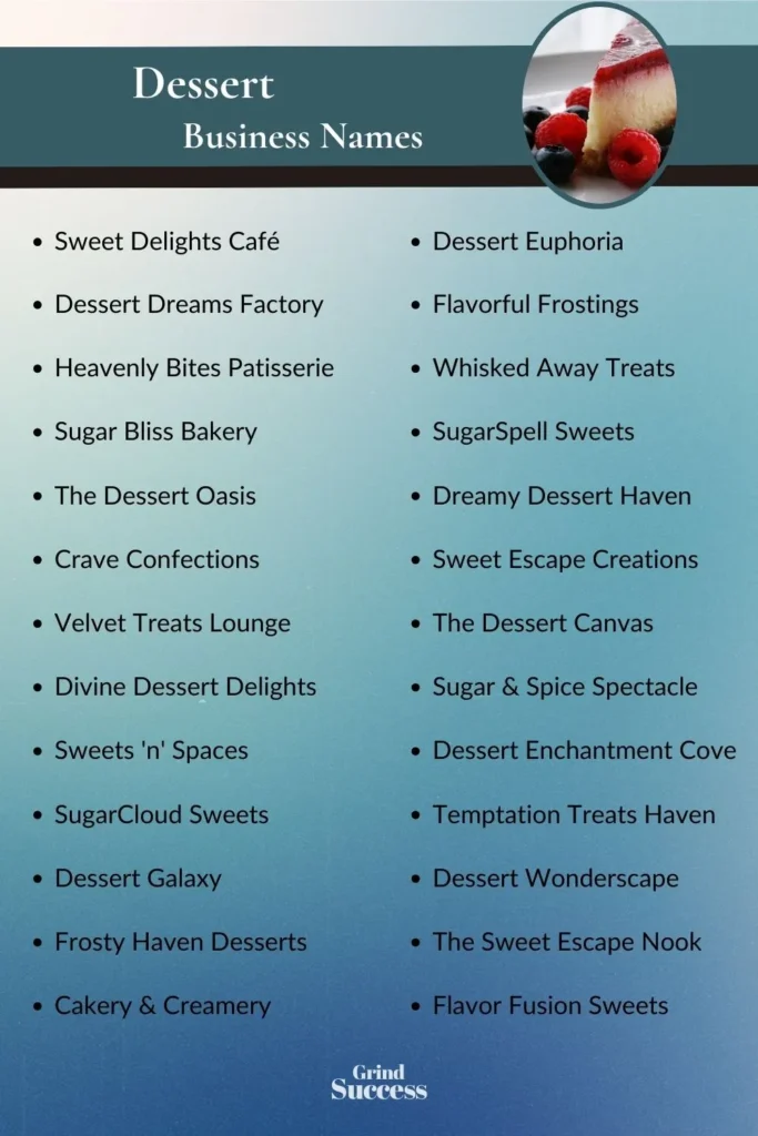Catchy dessert business name ideas