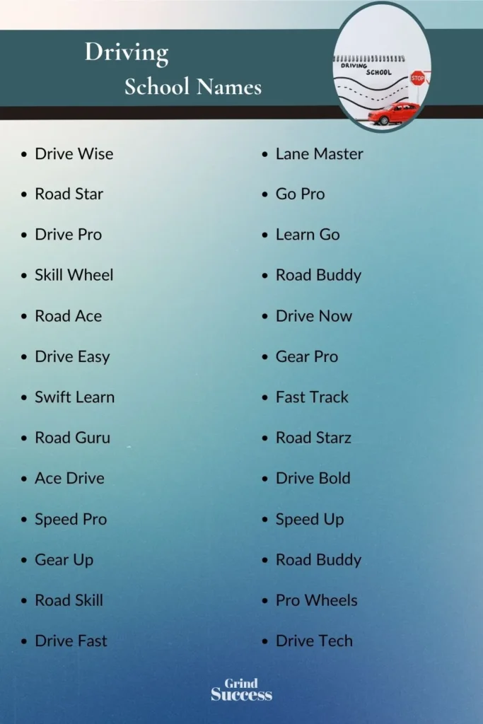 Catchy driving school name ideas