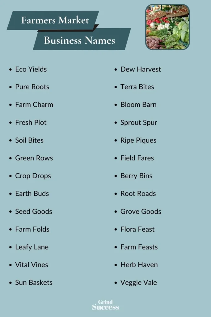 Catchy farmers market business name ideas