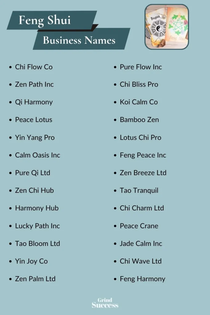 Catchy feng shui business name ideas