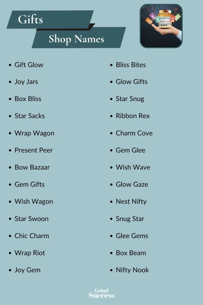 Catchy gifts shop name ideas
