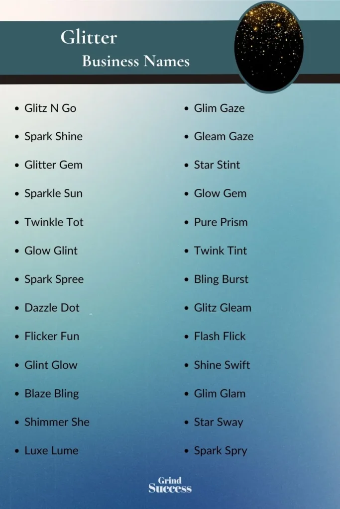 Catchy glitter business name ideas