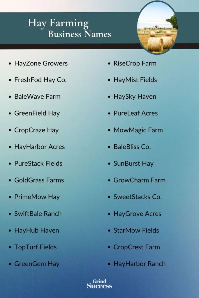 Catchy hay farming business name ideas