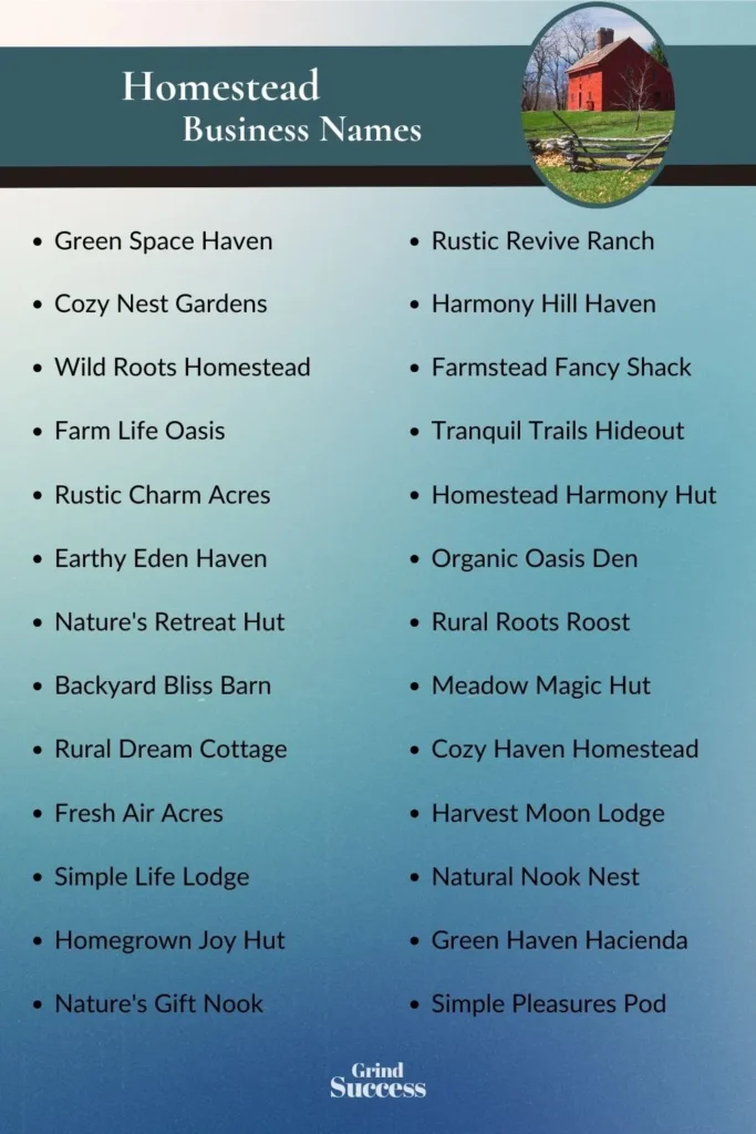 Catchy homestead business name ideas