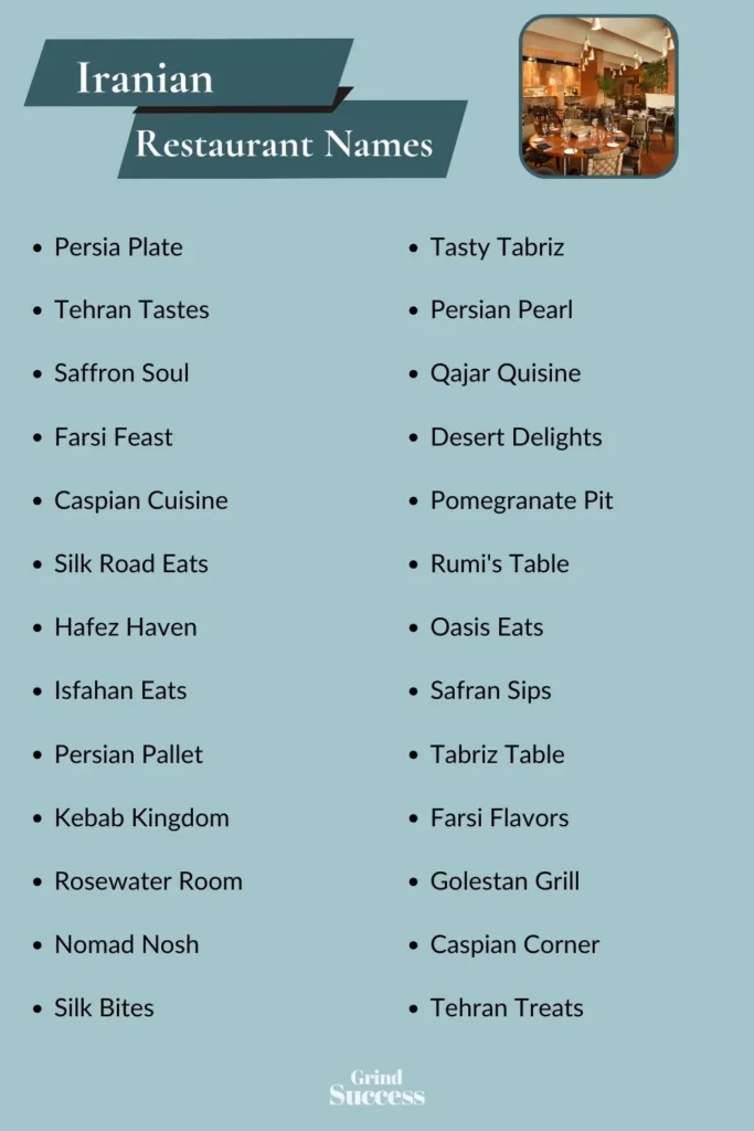 Catchy Iranian Restaurant name ideas