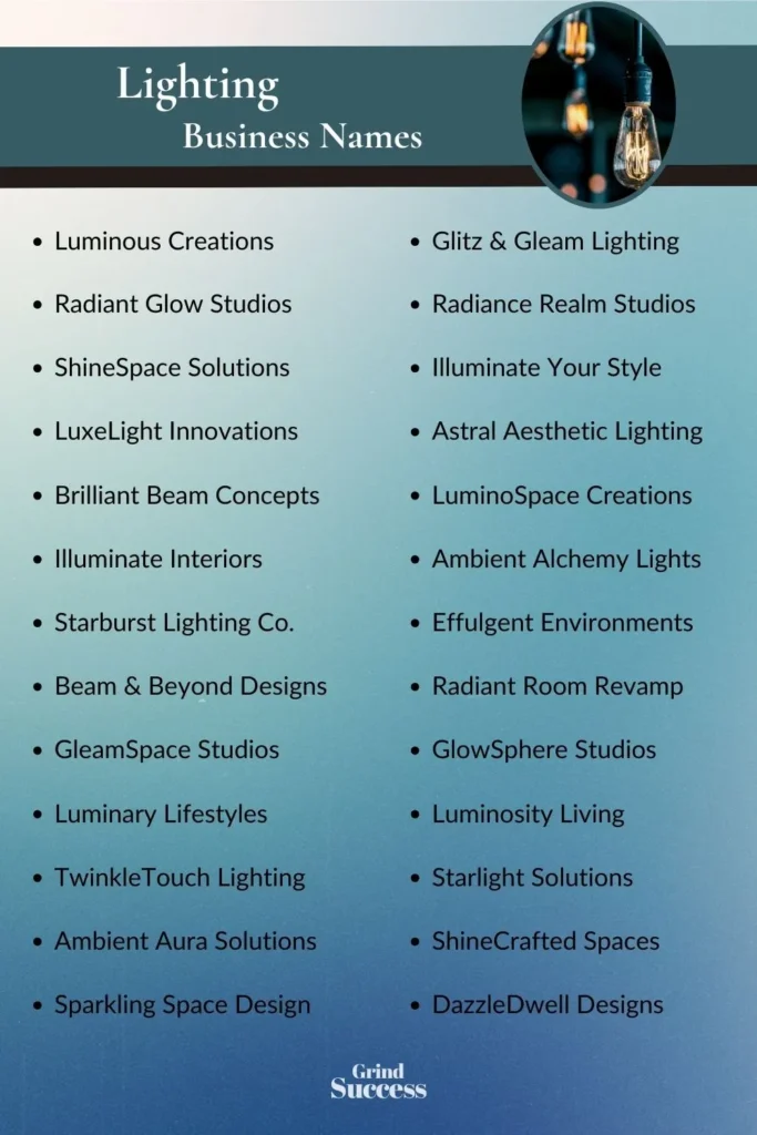 Catchy lighting business name ideas