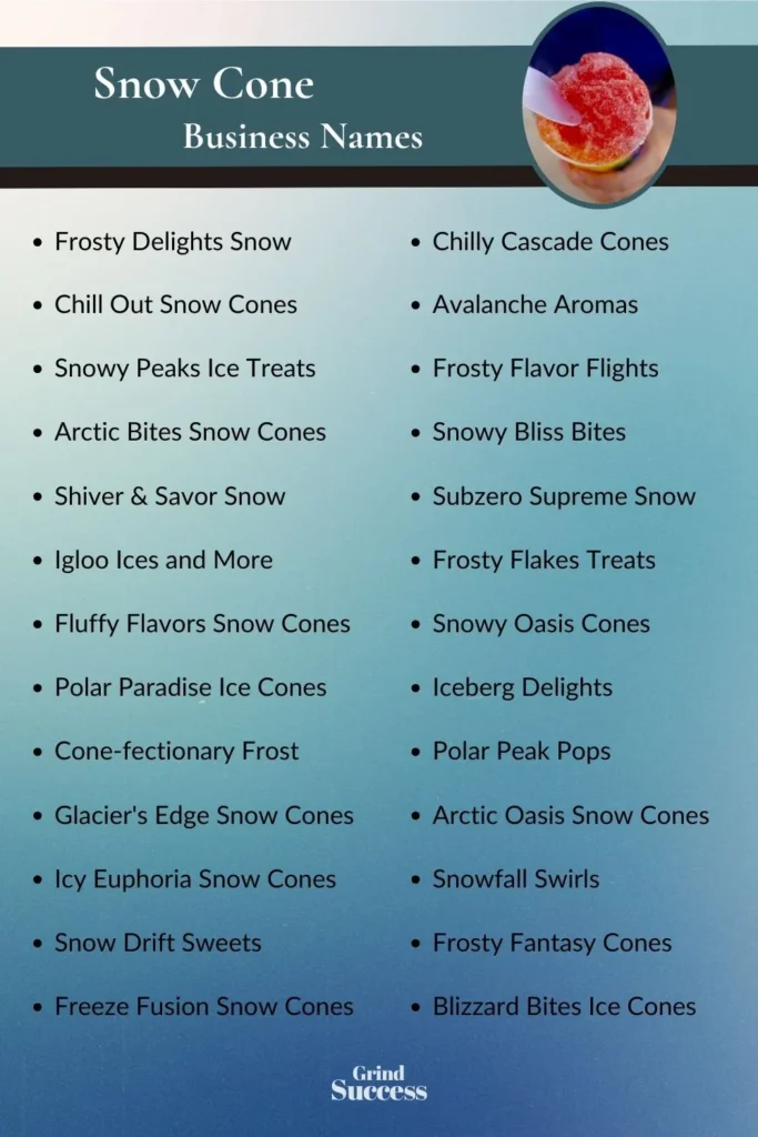 Catchy snow cone business name ideas