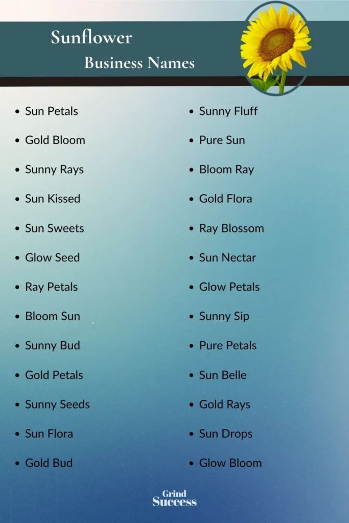 Catchy sunflower business name ideas