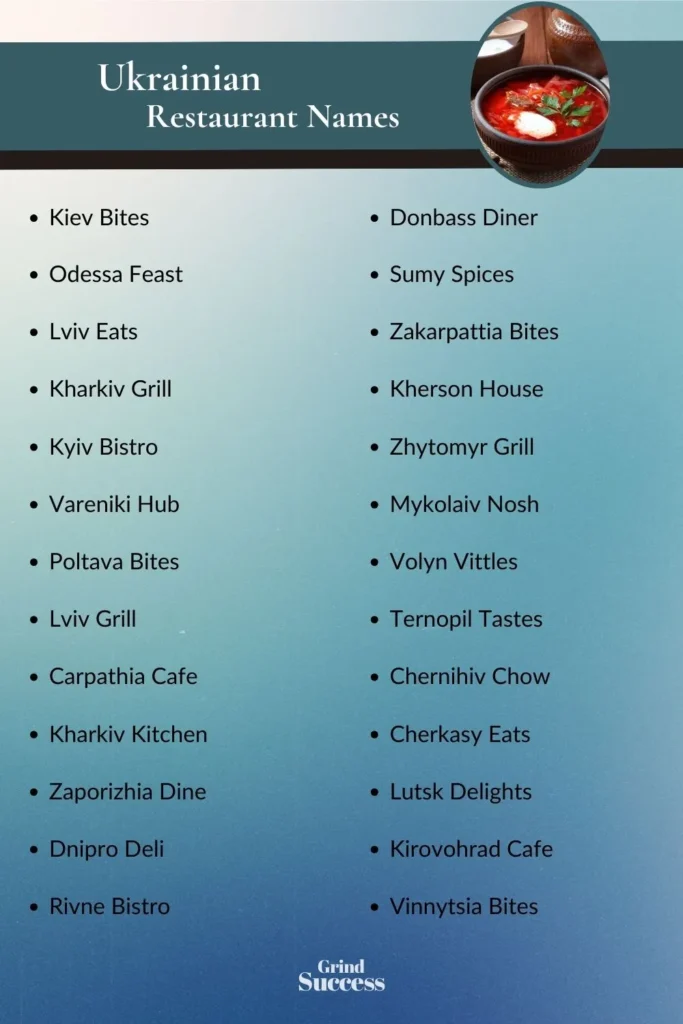 Catchy Ukrainian Restaurant name ideas