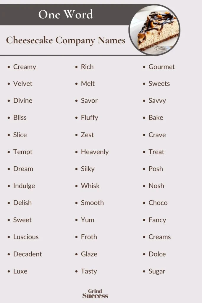 Cheesecake Company Name Ideas List