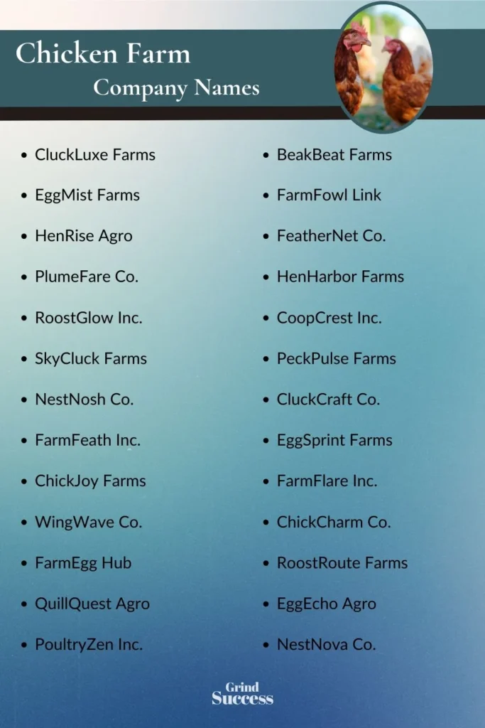 Chicken Farm Company Name Ideas List