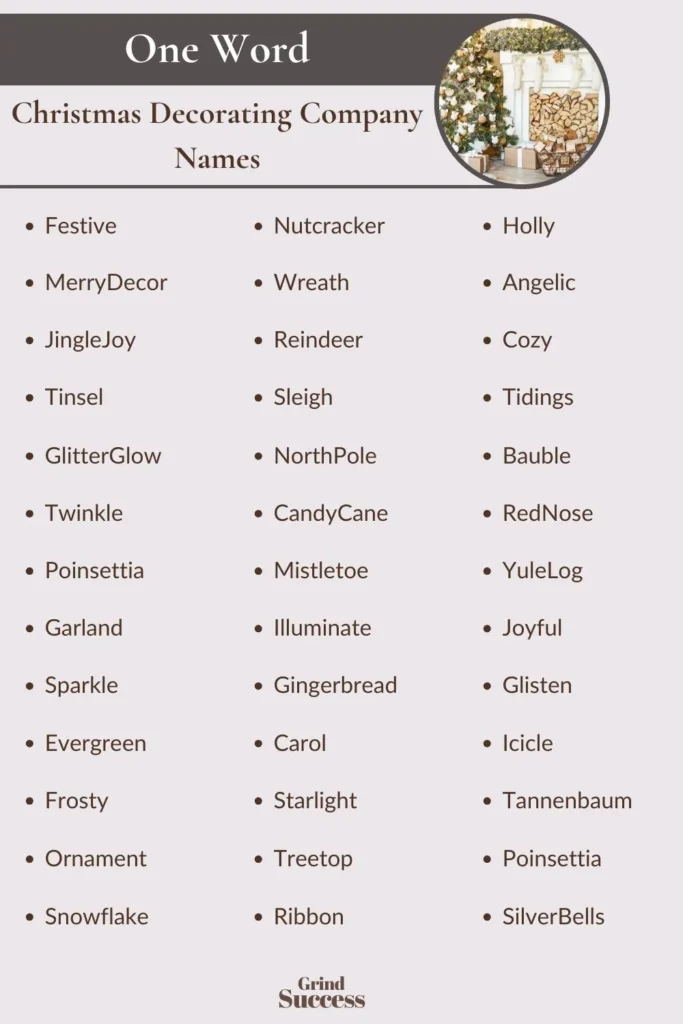 Christmas Decorating Company Name Ideas List