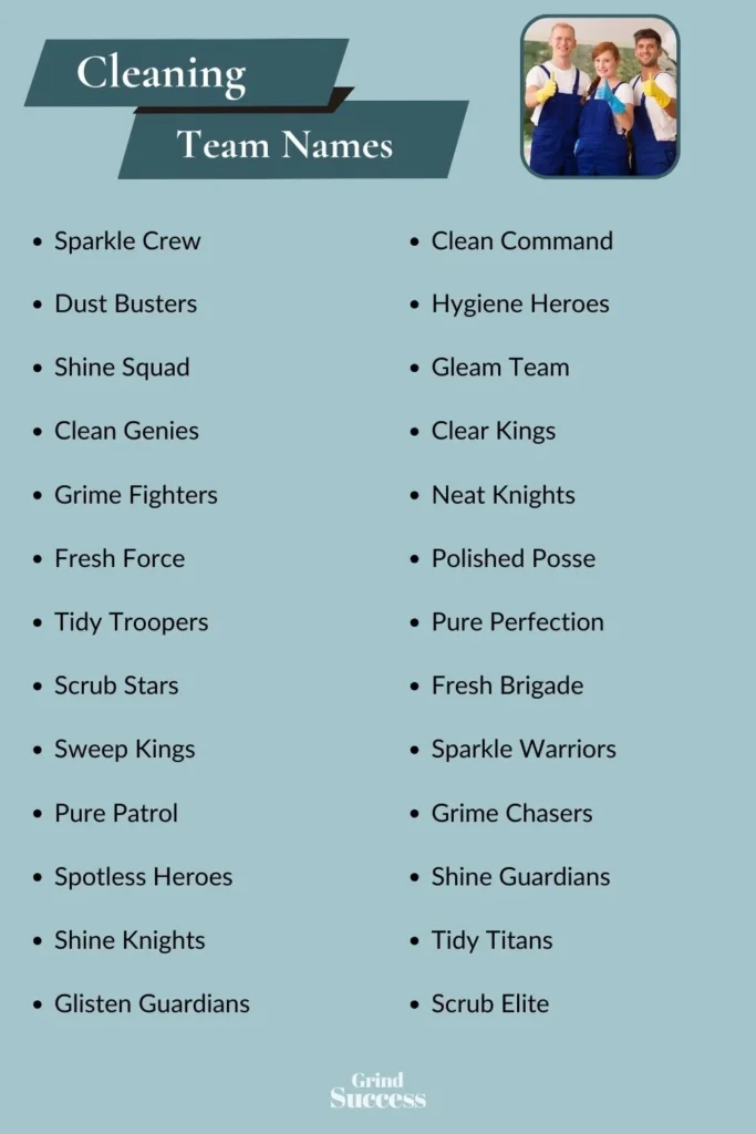 Cleaning Team Name Ideas List