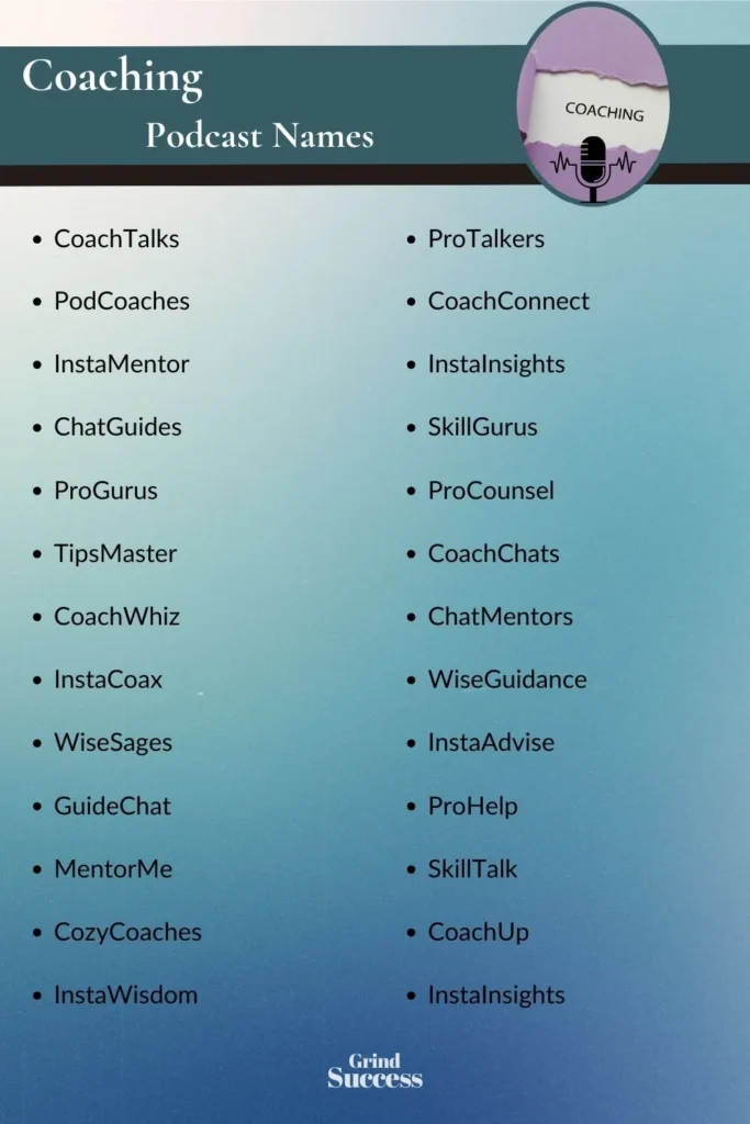 Coaching Podcast Name Ideas List