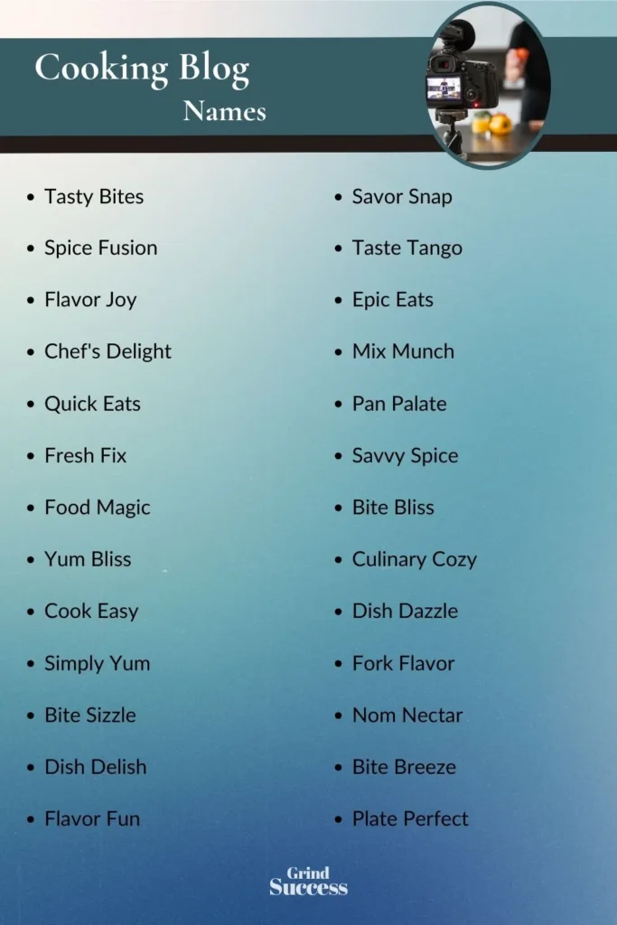 Cooking Blog Name Ideas List