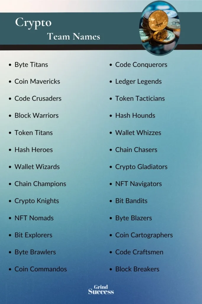 Crypto Team Name Ideas List
