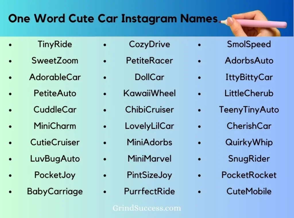 Cute car instagram names