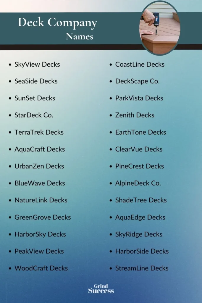 Deck Company Name Ideas List