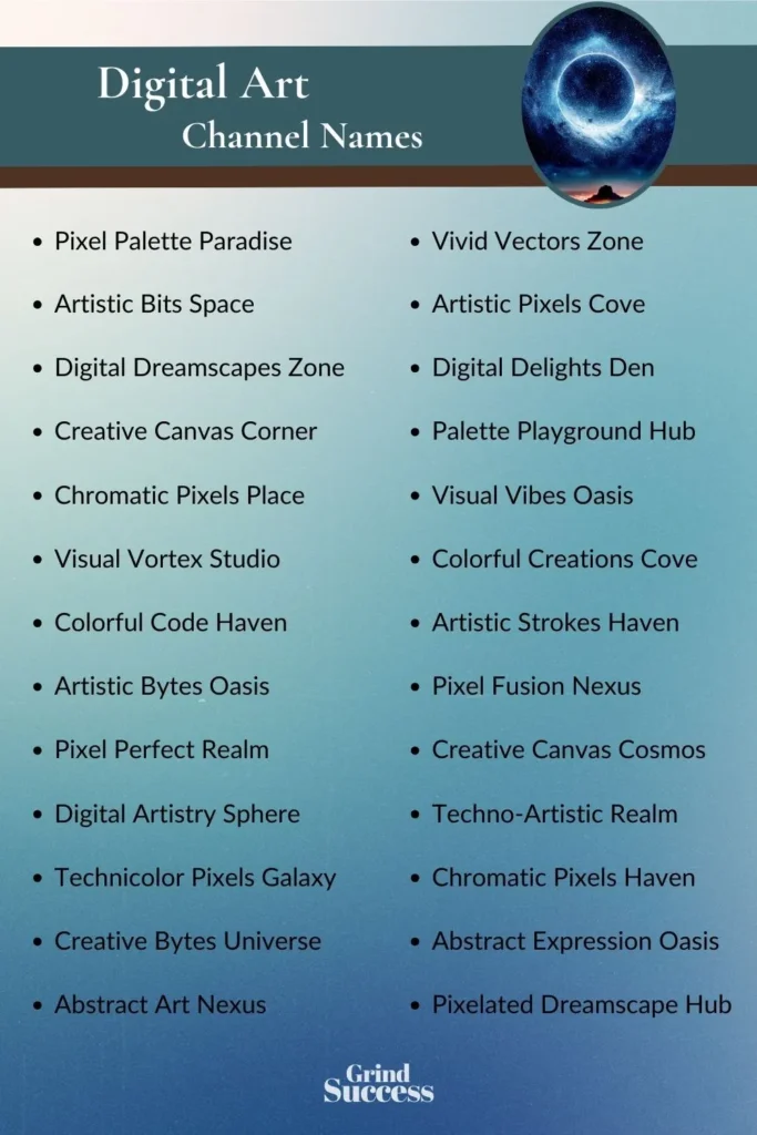 Digital Art Channel Name Ideas List