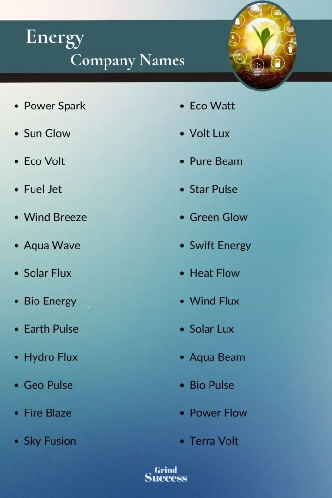 Energy Company Name Ideas List
