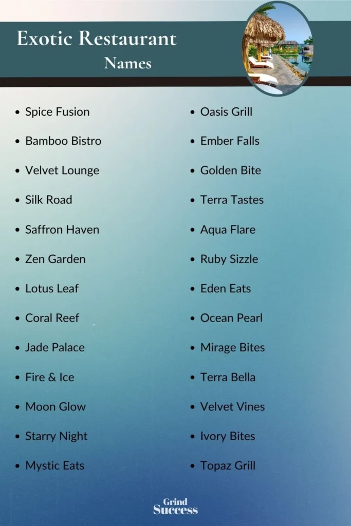 Exotic Restaurant name list