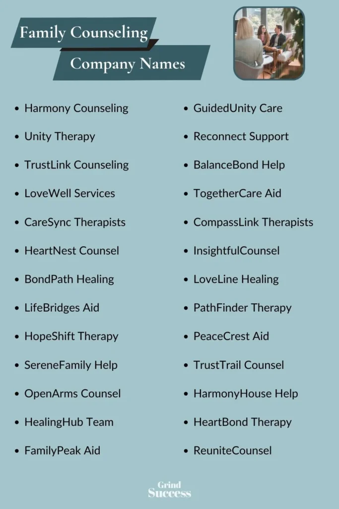Family Counseling company name list