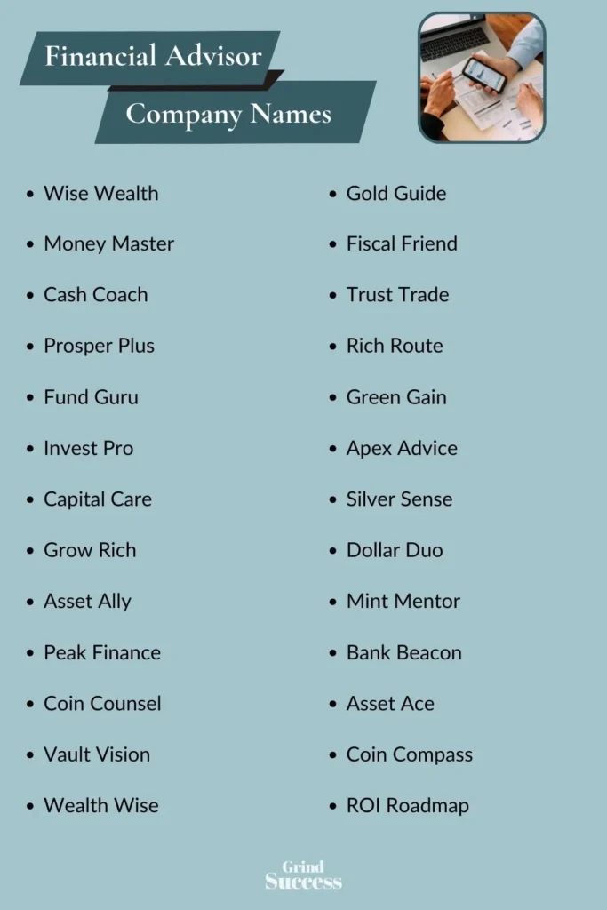 Financial Advisor Company Name Ideas List