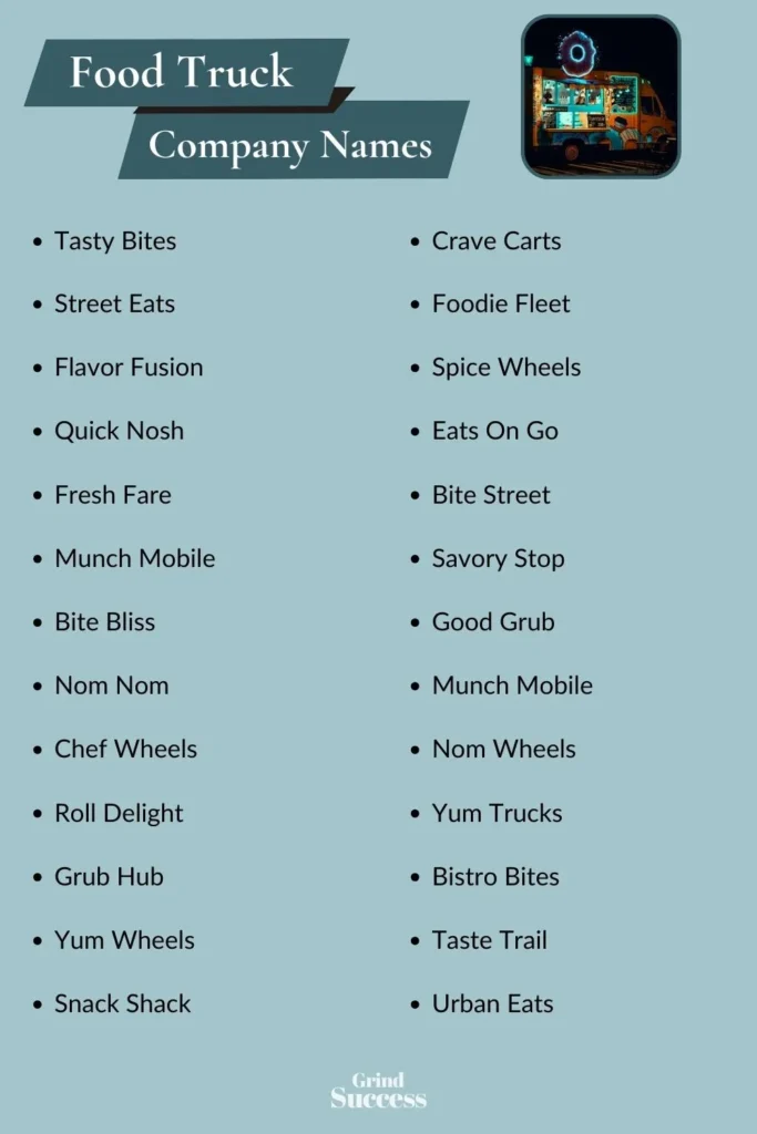 Food Truck Company Name Ideas List